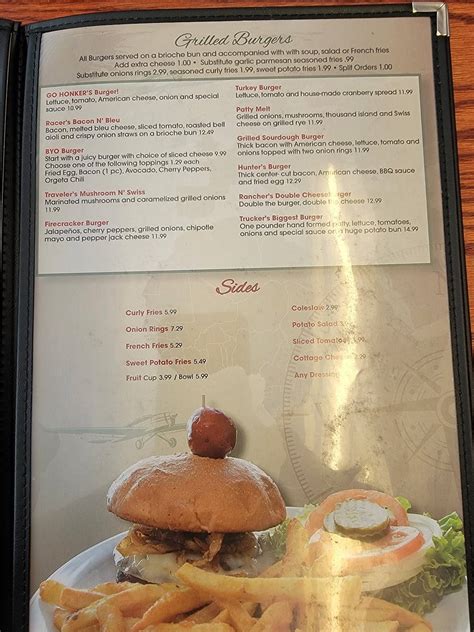 Menu at Nancy's Airport Cafe, Willows