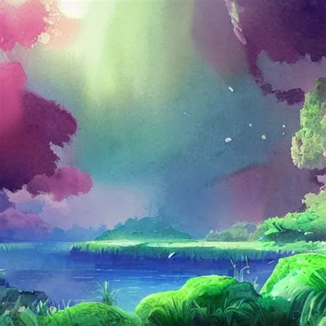 beautiful watercolor of a lush natural scene on a | Stable Diffusion ...