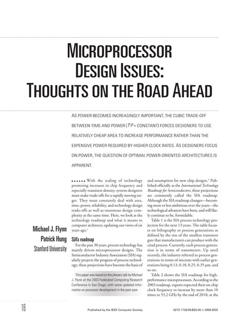 (PDF) Microprocessor Design Issues: Thoughts on the Road Ahead