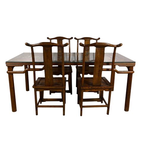 20th Century Chinese Carved Dining Set - 5 Pieces on Chairish.com | Dining table chairs, Table ...