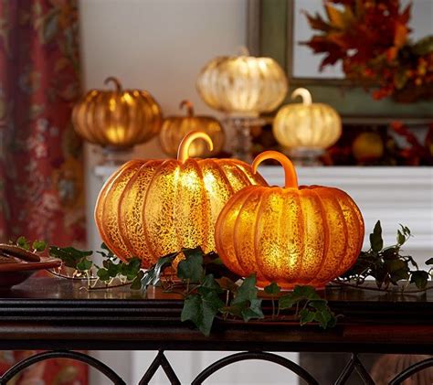 6" and 8" Illuminated Glass Pumpkin Set by Valerie - QVC.com | Glass ...