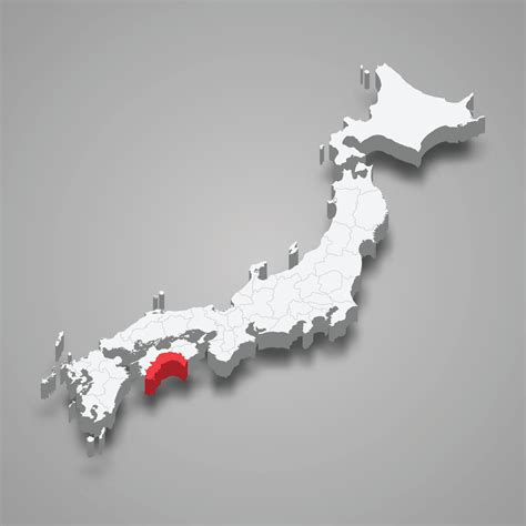 Kochi region location within Japan 3d map 22755359 Vector Art at Vecteezy