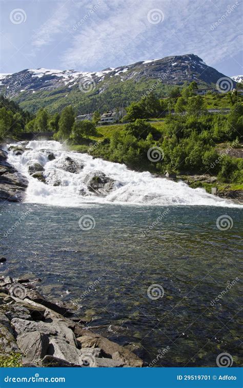 Norway - Waterfall in Hellesylt -View Stock Image - Image of ferry, panoramic: 29519701