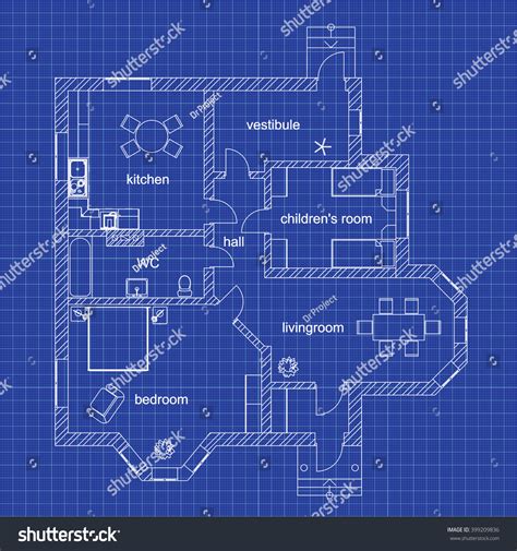 Blueprint Floor Plan Modern Apartment On Stock Vector (Royalty Free ...