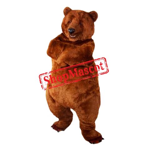 Realistic Grizzly Bear Mascot Costume