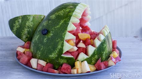 Fruit-filled watermelon shark bowl... It's easier than you think