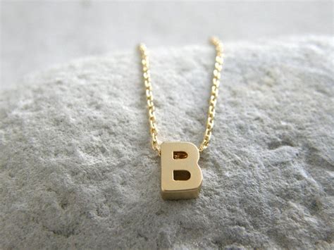 Initial Letter B Necklace, Gold Initial, Personalized Necklace, Initial Jewelry, Simple ...