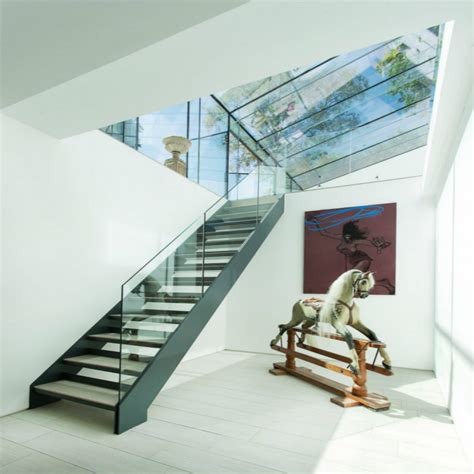 Frameless Glass Railing Steel Wood Stair