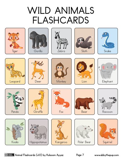 Wild Animal Flashcards | Free Printable Papercraft Templates