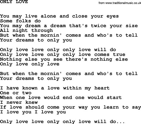 Johnny Cash song: Only Love, lyrics