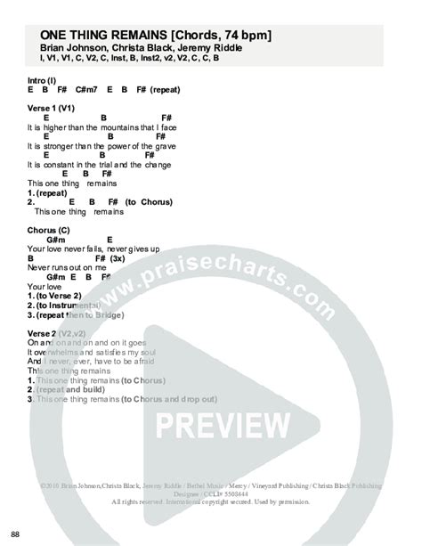 One Thing Remains Chords PDF (Christ For The Nations) - PraiseCharts