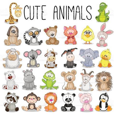 set-of-cute-animals-vector-id507108822 1,024×1,024 píxeles | Dibujos ...