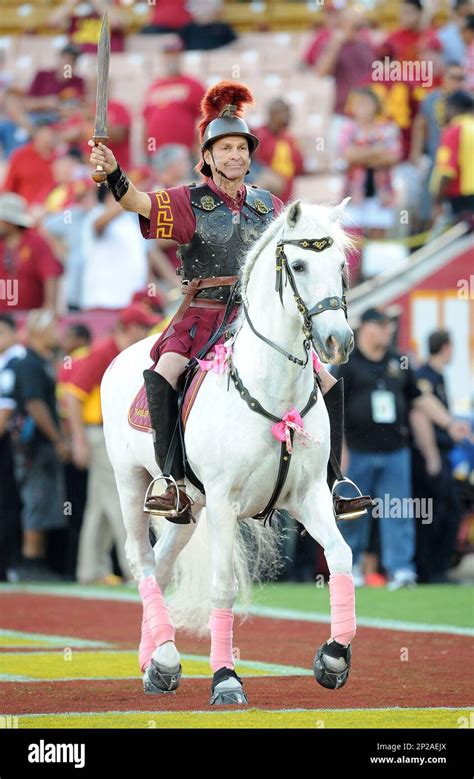 08 Oct. 2015: USC Trojans mascot the white horse Traveler on the field ...