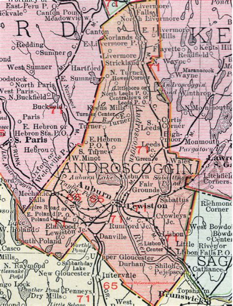 Androscoggin County, Maine, 1912, map, Auburn, Lewiston, Turner, Danville, Lisbon, Durham ...