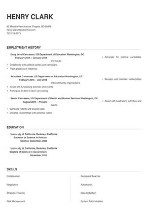 Canvasser Resume Sample & Tips | Online Resume Builder