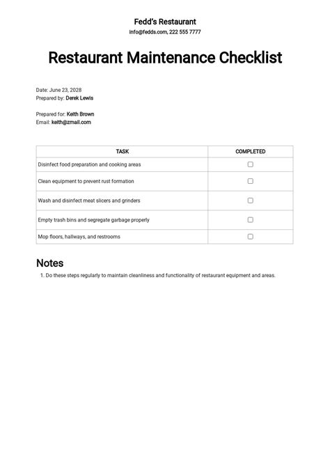 Machine Maintenance Checklist Template ~ MS Excel Templates