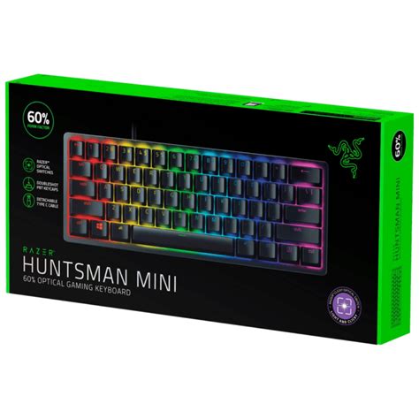 Razer Huntsman Mini 60% Gaming Mechanical Keyboard - Optical Purple Switches Clicky (Black ...