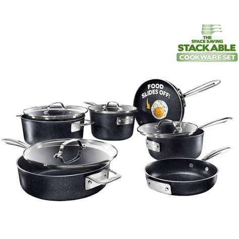 Granitestone Stackmaster Nonstick Pots and Pans Set, 10 Piece Complete ...