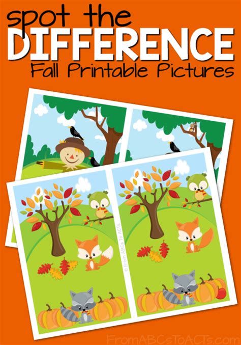 Printable Fall Spot the Difference Pictures - From ABCs to ACTs