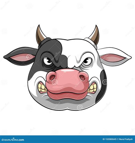 Head of an angry cow stock vector. Illustration of milk - 152080645