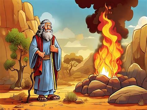 Premium AI Image | Moses and the burning bush a cartoon