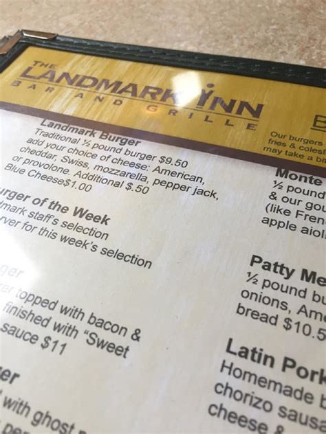 Menu at Landmark Inn pub & bar, Northbrook, Shermer Rd