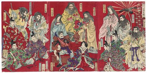 Fuji Arts Japanese Prints - Mirror of the Gods and Emperors of Japan, 1878 by Chikanobu (1838 ...