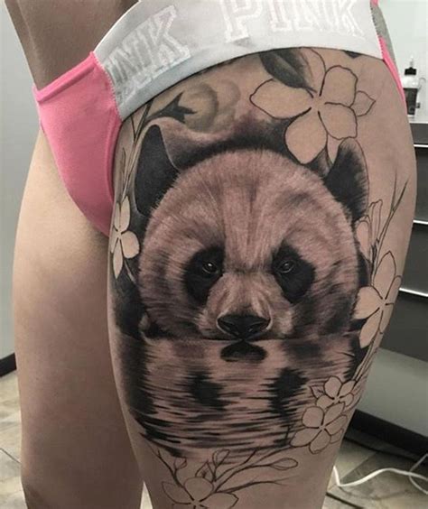 Gorgeous B&G panda thigh piece Artist IG: @adansanchez_ | Panda tattoo ...