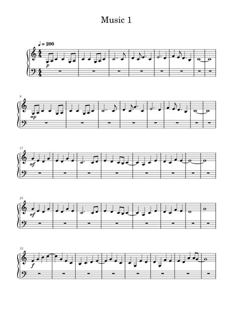 Music 1 Sheet music for Piano (Solo) Easy | Musescore.com