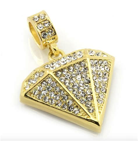 Big Diamond Necklace Pendant Chain Simulated Diamond Hip Hop Rapper Ic ...