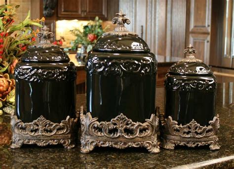 Drake Design "Onyx" Ceramic Large Canister Set Of 3 | Kitchen accessories decor canisters ...