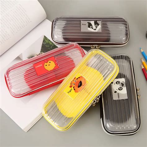 Student pencil bag transparent plastic pencil box and simple bulk ...