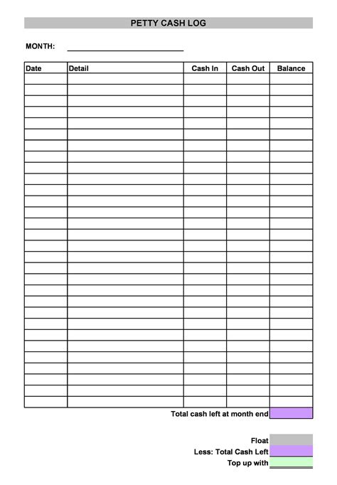 Petty Cash Template Excel Free Download - PRINTABLE TEMPLATES