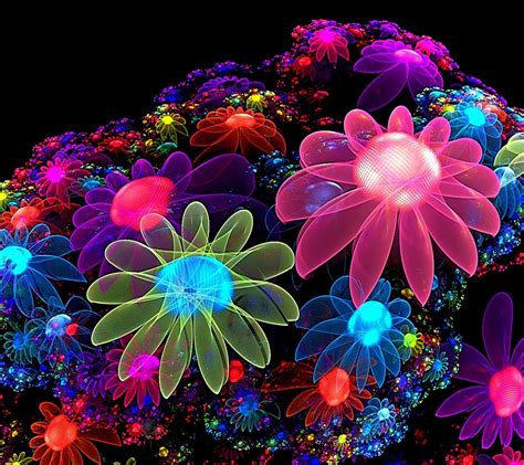 Assorted-color flower illustration, fractal flowers, colorful, digital ...