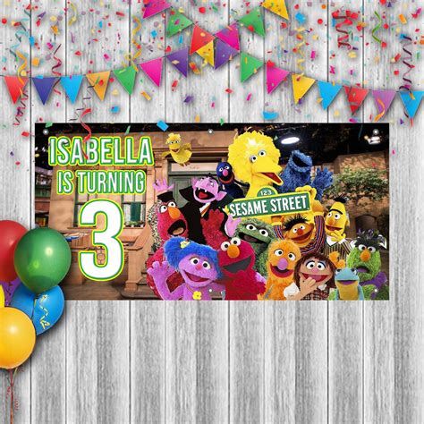 Custom Birthday Sesame Street Banner Weatherproofing - Cuztom Threadz ...