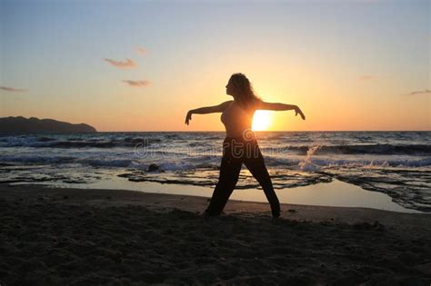 Woman Meditation and Yoga Poses in the Beach Stock Image - Image of position, horizon: 300093165