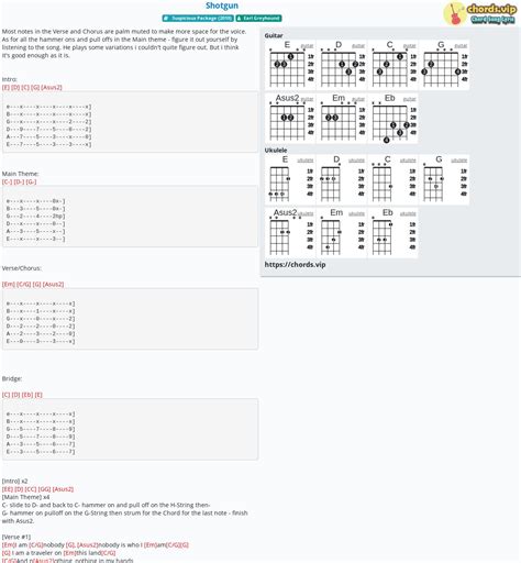 Chord: Shotgun - tab, song lyric, sheet, guitar, ukulele | chords.vip