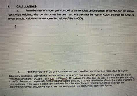 (Solved) - molar mass of KClO3 = 122.55 gKClO3 molar mass of oxygen= 32 ...