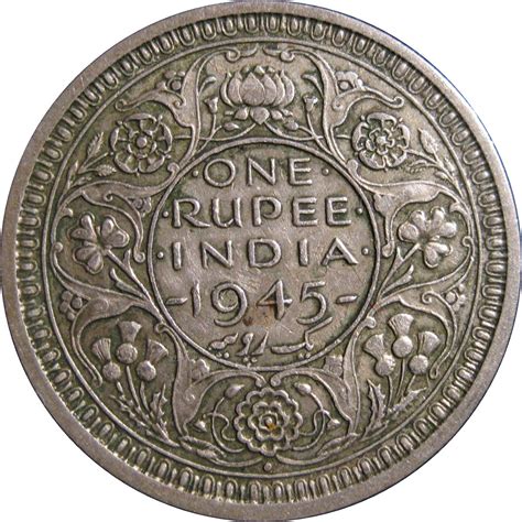 Indian One Rupee Coin, 1945 | Coins, Vintage india, Mother india