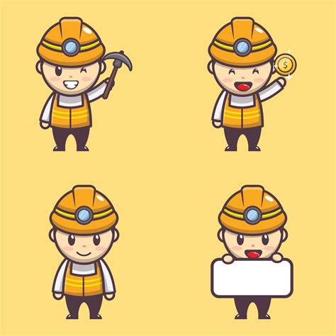 cute miner cartoon mascot character illustration 6410788 Vector Art at ...