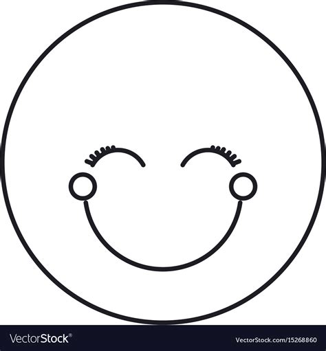 Silhouette happy face female emoticon with eyes Vector Image