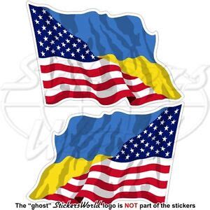 USA United States America-UKRAINE American-Ukrainian Flying Flag 75mm ...