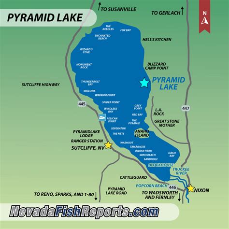 Pyramid Lake - Sutcliffe, NV - Fish Reports & Map