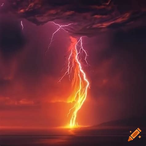 Background with fire and lightning