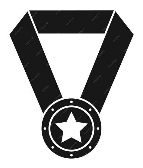 Premium Vector | Medal icon sport award on black ribbon symbol isolated ...