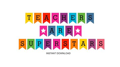 Teacher Appreciation Banner Printable / Teachers Are Superstars Banner / Banner for Teacher ...