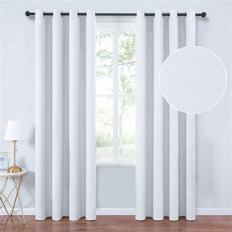 Topfinel Solid Room Darkening Grommet Polyester Curtains White 84 inch Window Curtains for ...