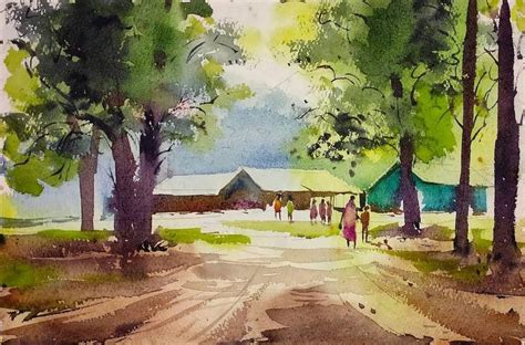 village life Painting by Rajesh Manimala | Saatchi Art