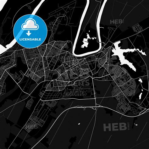 Kenitra, Morocco PDF vector map black and white - HEBSTREITS