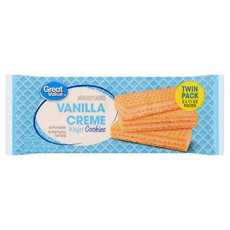 Great Value Vanilla Creme Wafer Cookies Twin Pack, 11 oz, 2 count - Walmart.com - Walmart.com